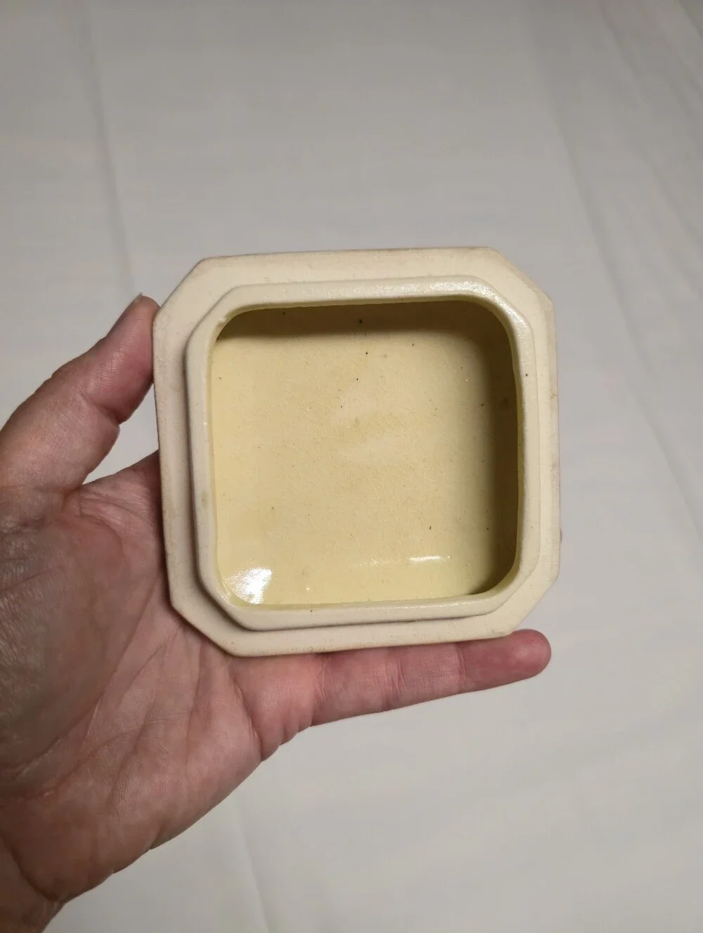 Vintage Japanese Ceramic Hexagonal Tea/Biscuit Canister with Woven Handle